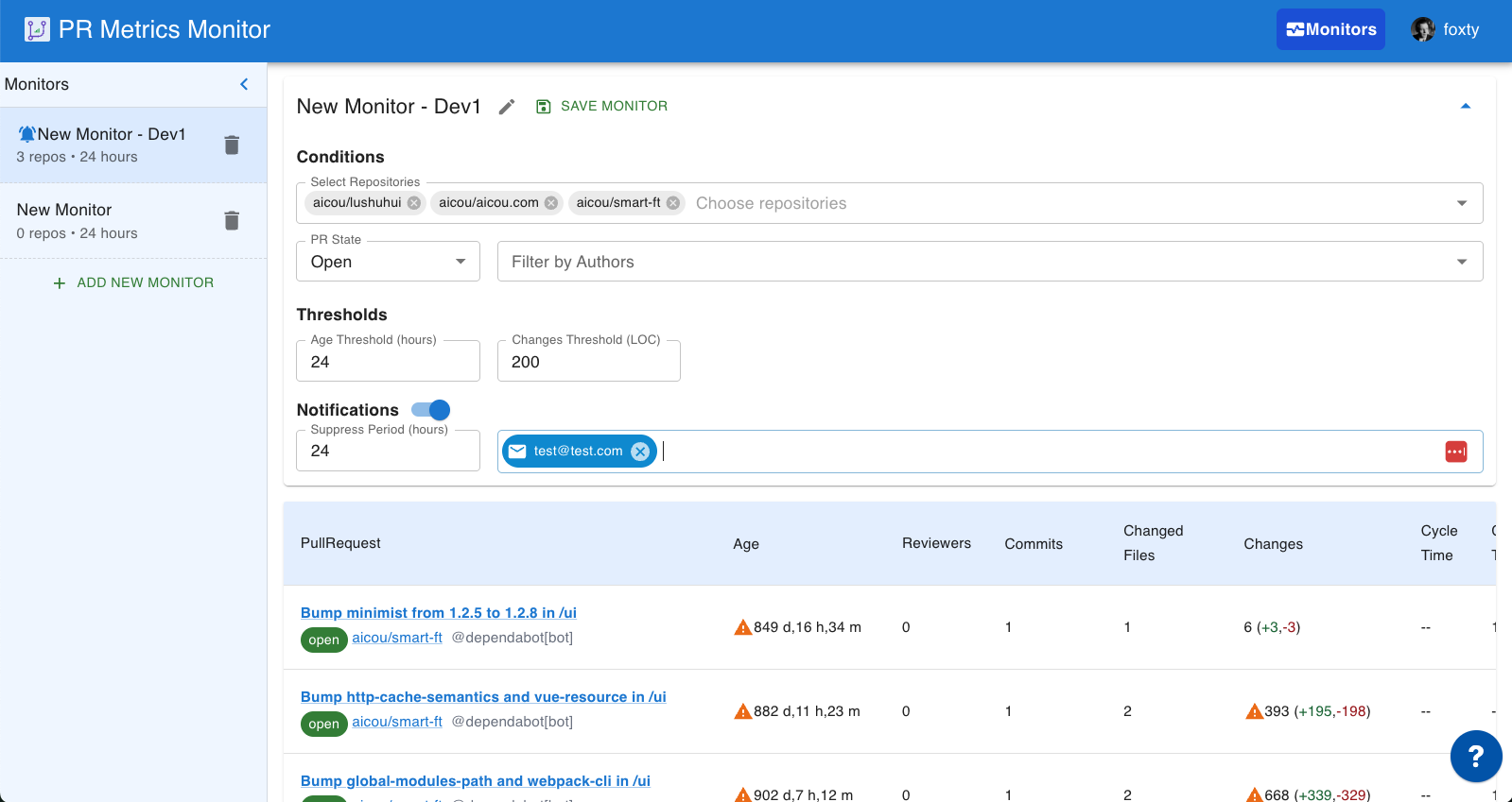 PR Metrics Dashboard